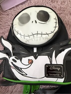 Disney Loungefly Jack Skellington Mini Backpack - Black White Green